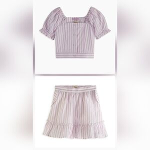 Scotch & Soda Linen-Blend Purple Striped Top and Skirt Set